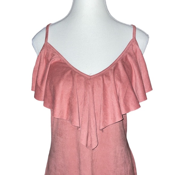 Adara Ruffled V-neck Mini Dress/Tunic Mauve Blush - Picture 2 of 9